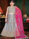 Gray Colour Latest Designer Japan Silk Festive Wear Kids Lehenga Collection 168